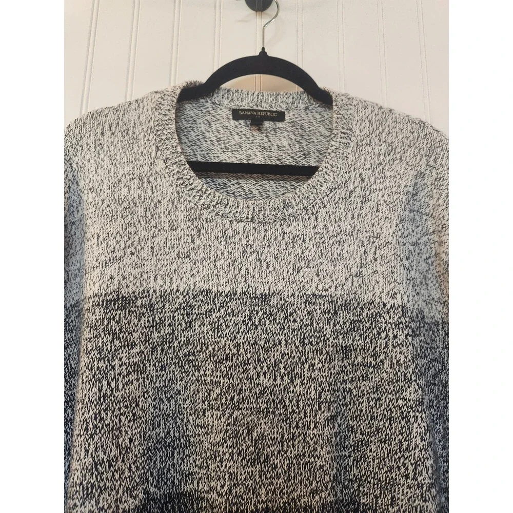 Banana Republic Mens XXL Grey Navy Blue‎ Ombre Colorblock Cotton Knit Sweater